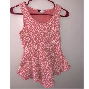 Pink and white peplum tank top